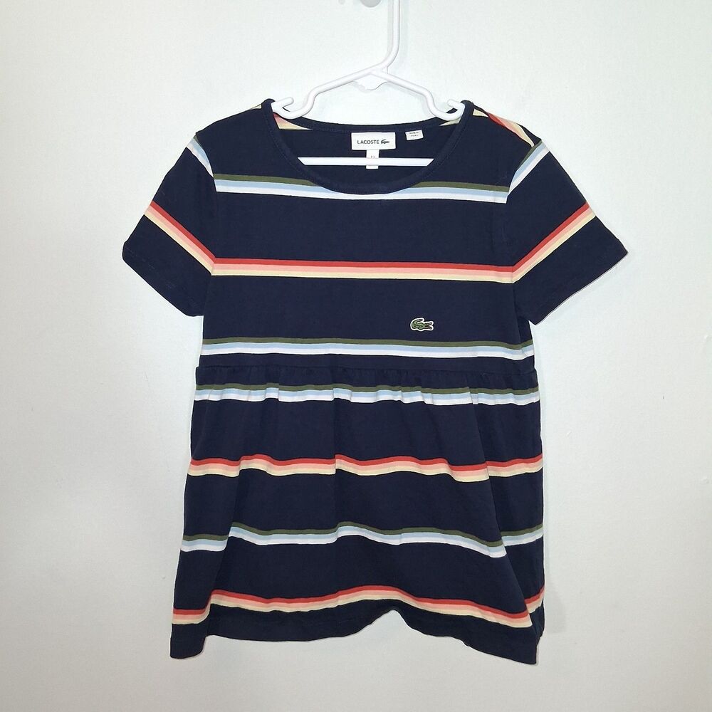 Lacoste 100% Cotton T Shirt Striped Dress Baby Girls 12 Months Casual Preppy